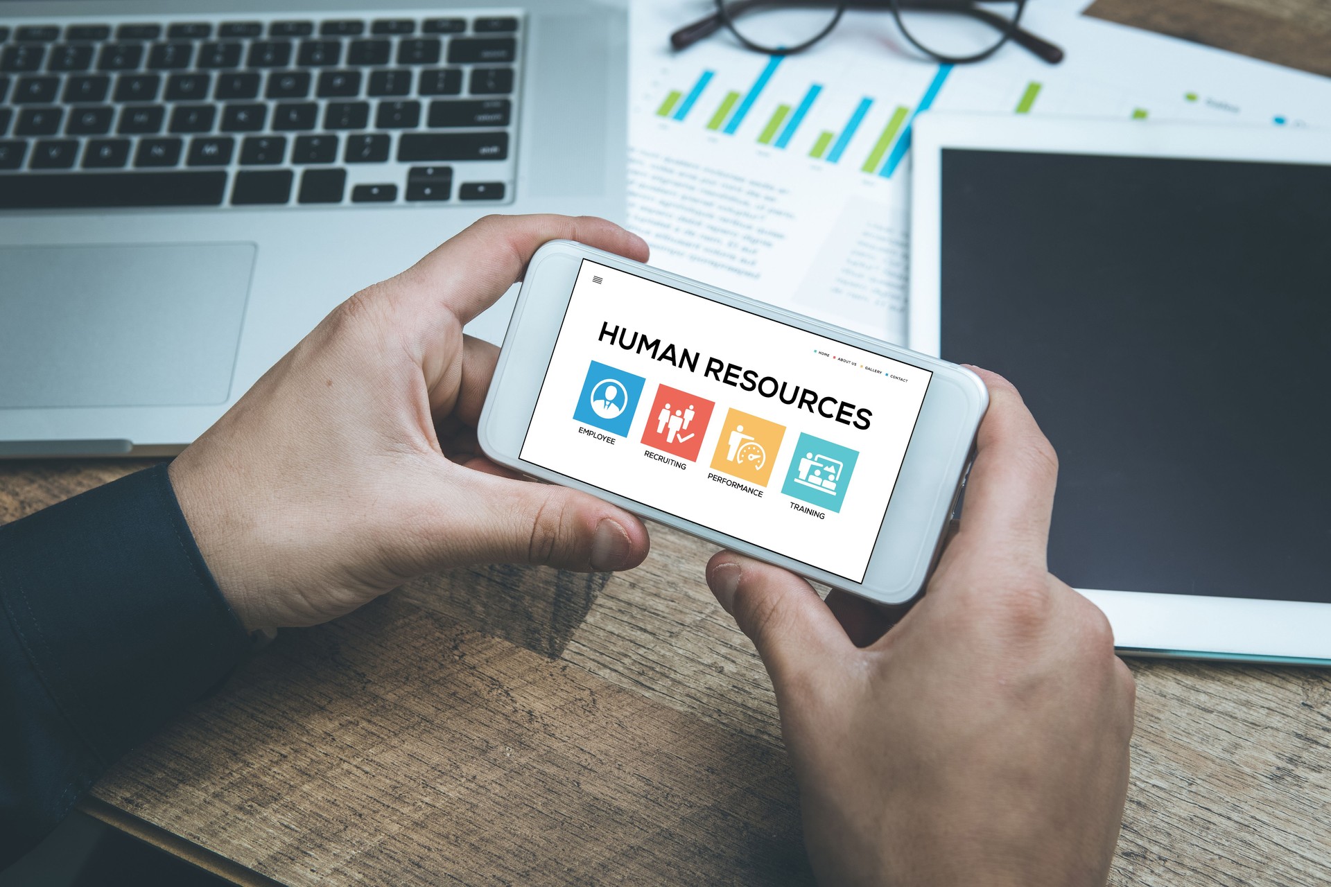 Human Resources Concept on Smartphone Screen