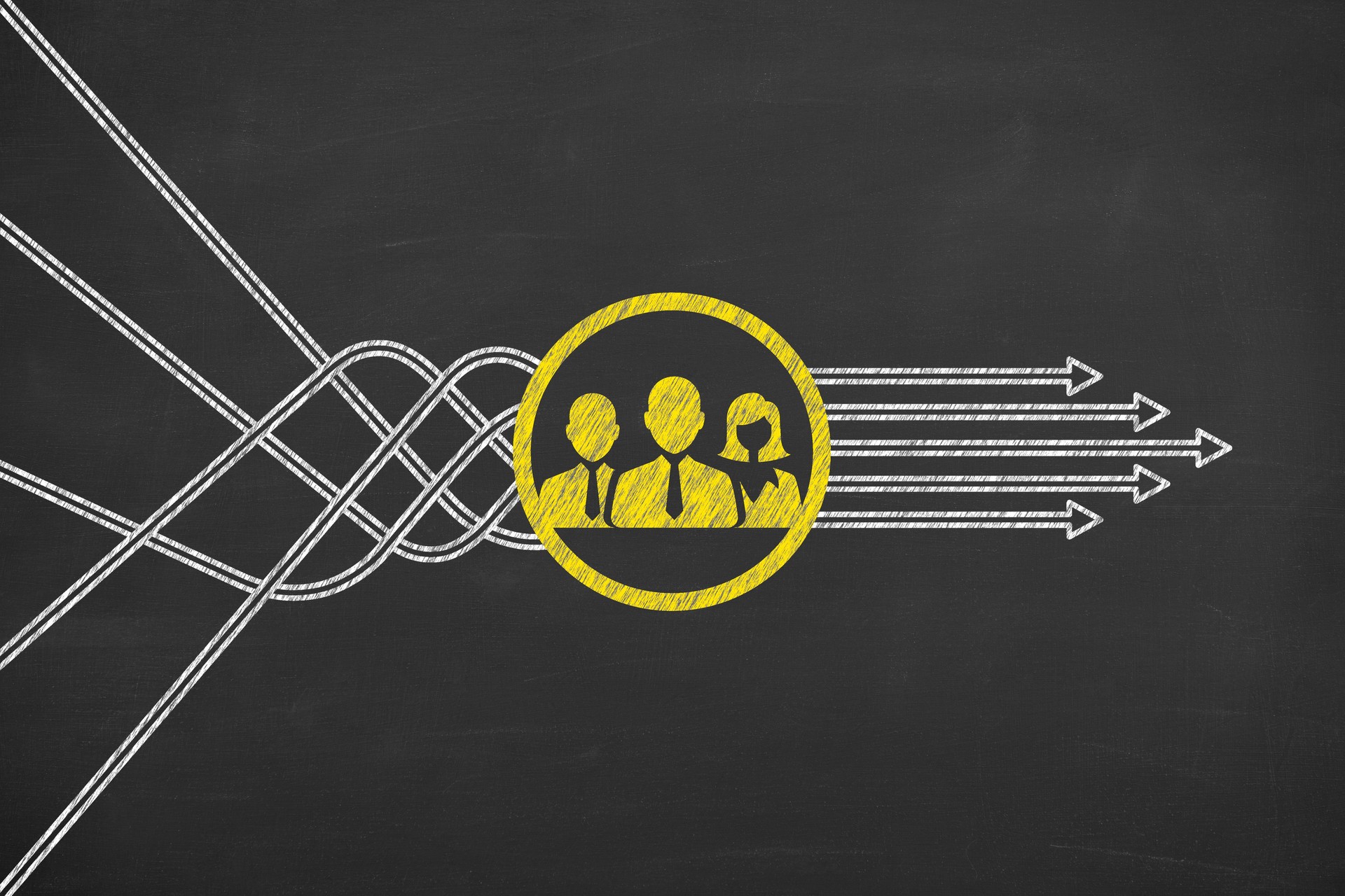 Solution Concepts with Teamwork on Chalkboard Background